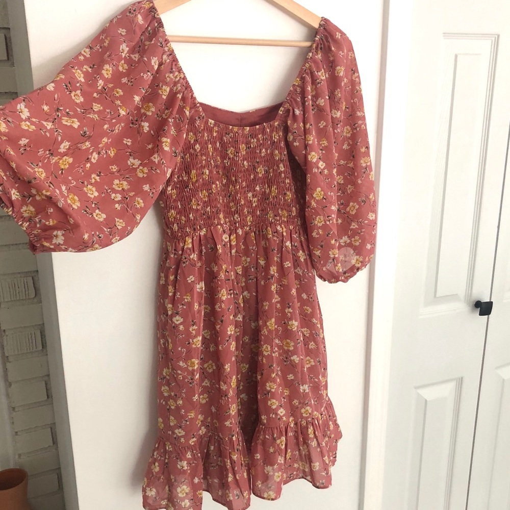 Lulus | Rusty Rose Floral Print Dress - Picture 3 of 10